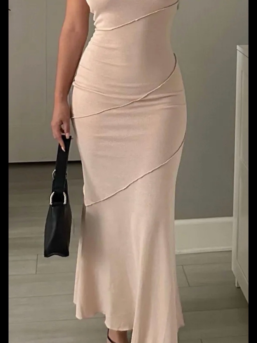 Princess Polly Blush Beige One-Shoulder Maxi Dress